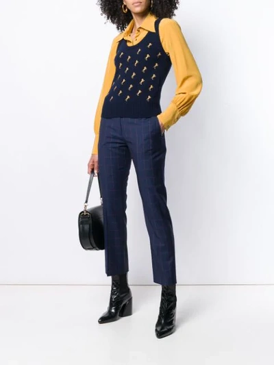 Shop Chloé Horse Embroidered Sweater Vest In Blue