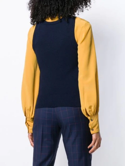 Shop Chloé Horse Embroidered Sweater Vest In Blue