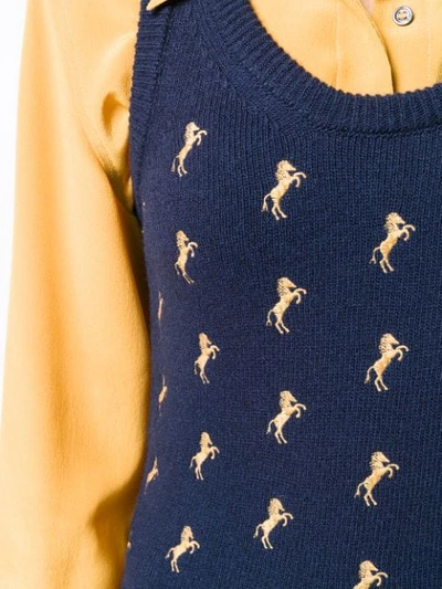 Shop Chloé Horse Embroidered Sweater Vest In Blue