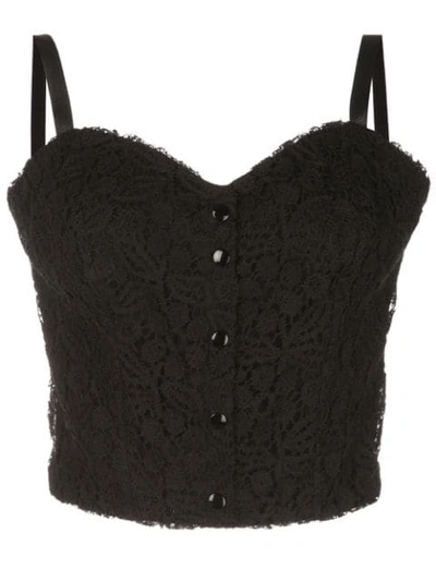 Shop Olivier Theyskens Cropped Lace Top In Black