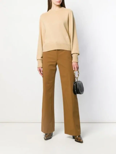 Shop Chloé Cashmere Embroidered Logo Knitted Sweater In Neutrals