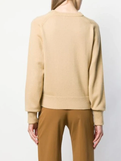 Shop Chloé Cashmere Embroidered Logo Knitted Sweater In Neutrals
