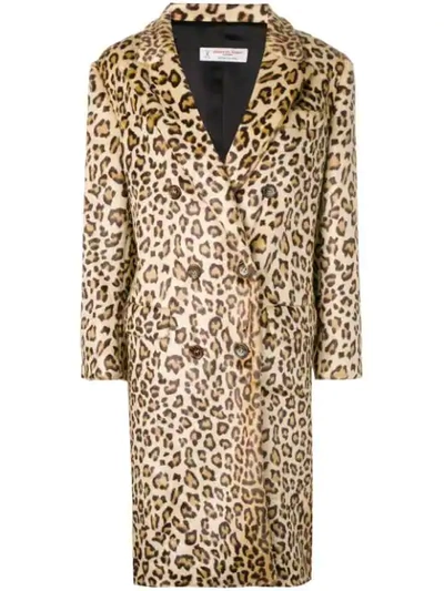 ALBERTO BIANI LEOPARD PRINT DOUBLE-BREASTED COAT - 中性色