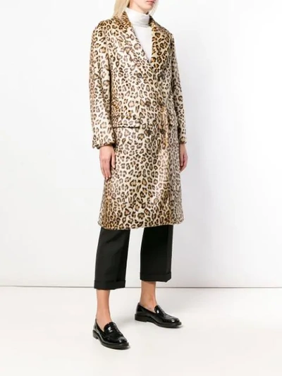 ALBERTO BIANI LEOPARD PRINT DOUBLE-BREASTED COAT - 中性色