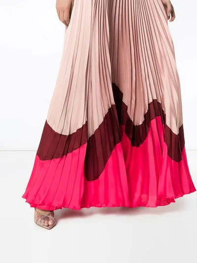 Shop Roksanda Zari Pleated Contrast Hem Silk Dress In Pink