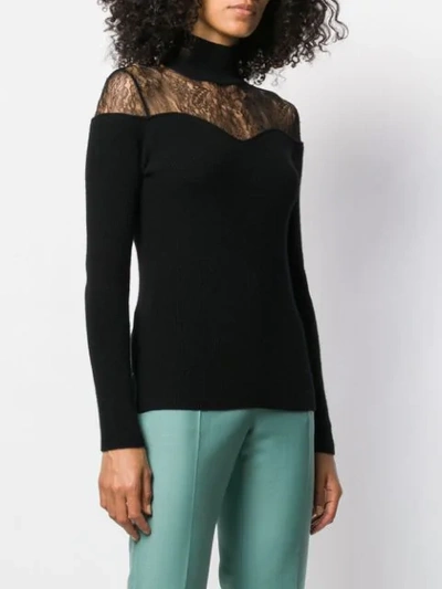 Shop Fendi Lace Insert Jumper In Black