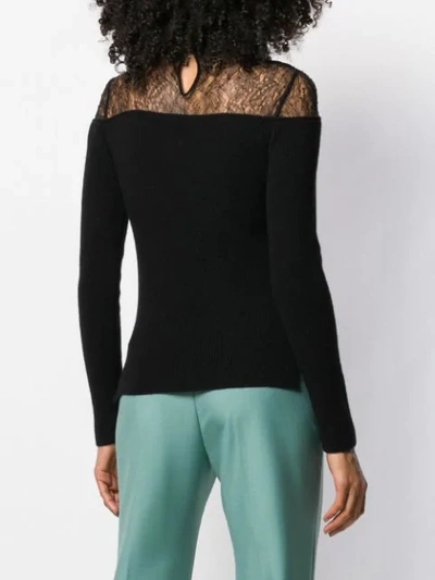 Shop Fendi Lace Insert Jumper In Black