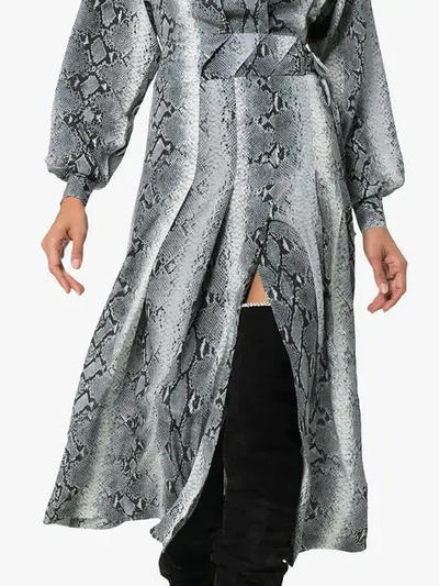 Shop Alessandra Rich Python Print Silk Dress In Grey