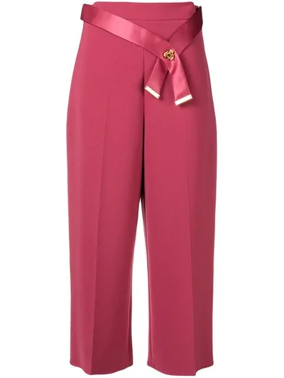 Shop Elisabetta Franchi Belted Culottes In Pink