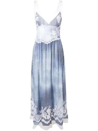 Shop Ermanno Scervino Striped Maxi Dress In Blue