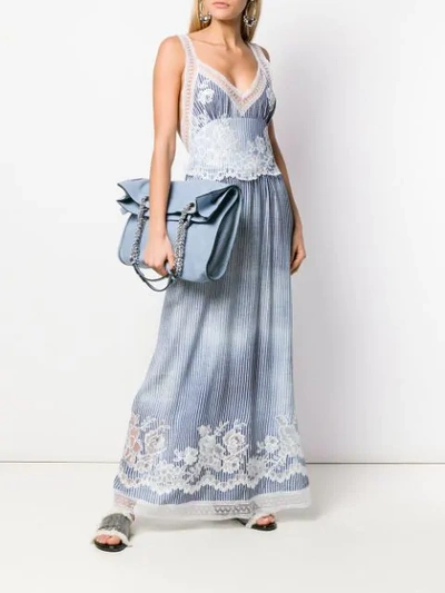 Shop Ermanno Scervino Striped Maxi Dress In Blue