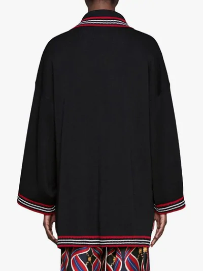 Shop Gucci Silk Cotton Cardigan With Stripes In Black