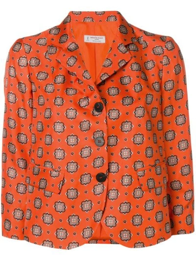 Shop Alberto Biani Floral Print Jacket In Orange