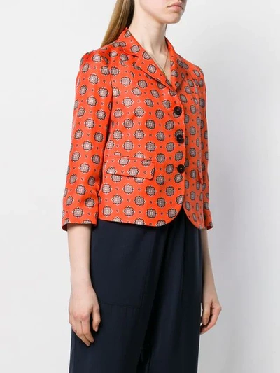 Shop Alberto Biani Floral Print Jacket In Orange