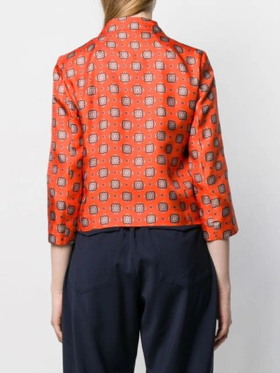 Shop Alberto Biani Floral Print Jacket In Orange