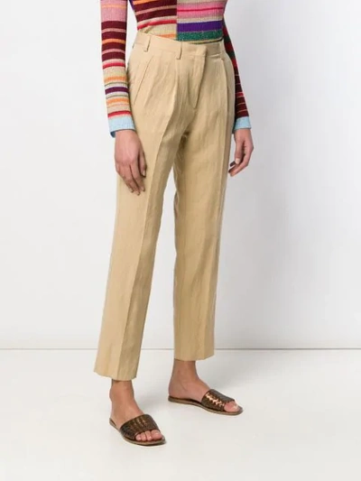 Shop Etro High Waisted Trousers In Brown