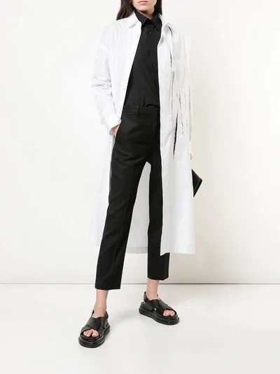 Shop Yohji Yamamoto Ripped Detail Shirt Jacket In White