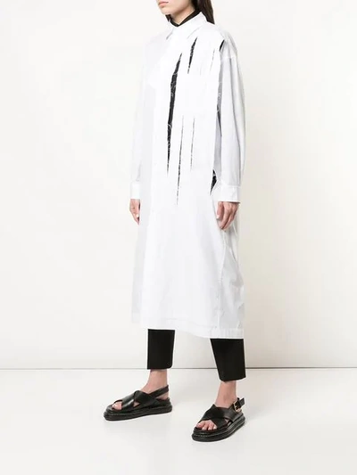 Shop Yohji Yamamoto Ripped Detail Shirt Jacket In White