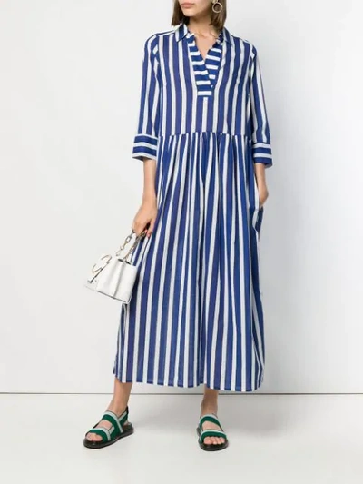 Shop Altea Striped Midi Dress - Blue