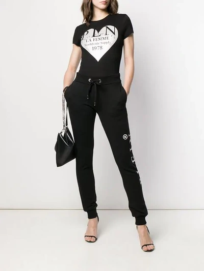 Shop Philipp Plein Logo Print Track Pants In Black