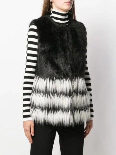 Shop Twinset Long Faux-fur Gilet In Black