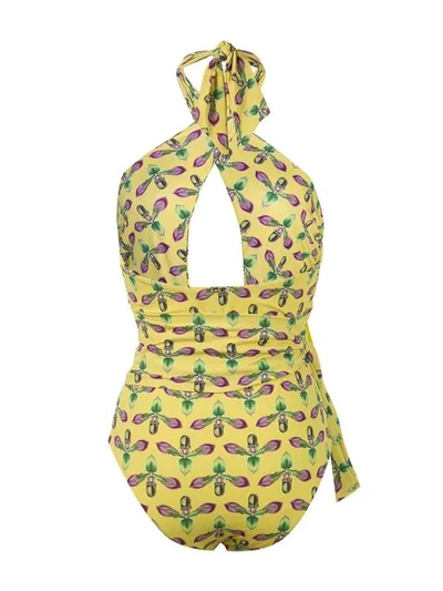 Shop Patbo Halterneck Swimsuit In Yellow