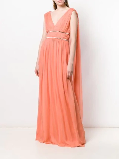 Shop Alberta Ferretti Draped Empire Line Dress In Orange