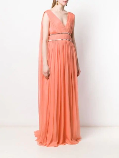 Shop Alberta Ferretti Draped Empire Line Dress In Orange