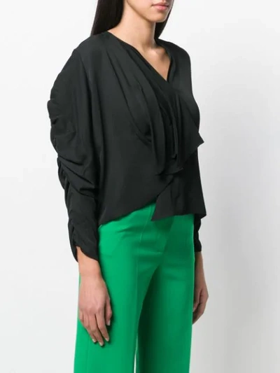 Shop A.w.a.k.e. Ruched Sleeve Top In Black