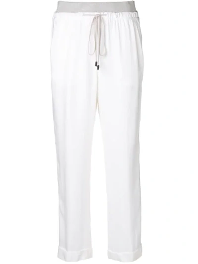 Shop Peserico Cropped Track Pants In White