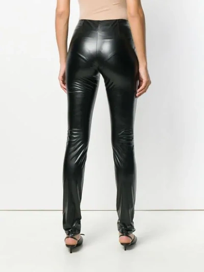 Shop M Missoni Leather Effect Skinny Trousers - Black
