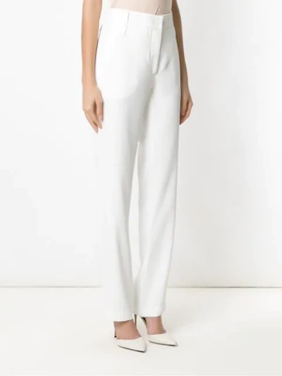 Shop Gloria Coelho Straight Fit Crepe Trousers In White