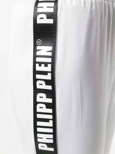 Shop Philipp Plein Side Logo Stripe Track Pants In White
