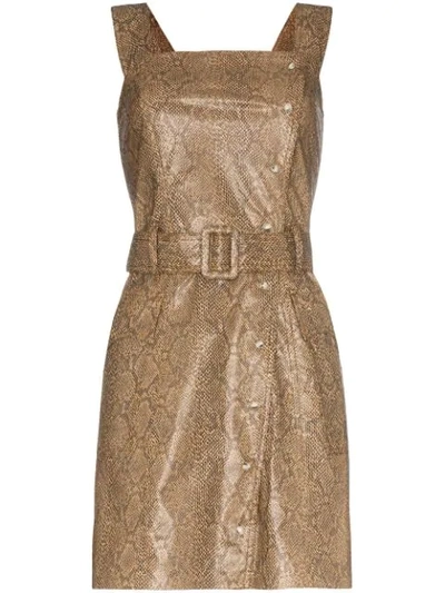 Shop Nanushka Mini Lorena Snake Print Dress In Brown