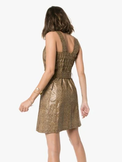 Shop Nanushka Mini Lorena Snake Print Dress In Brown