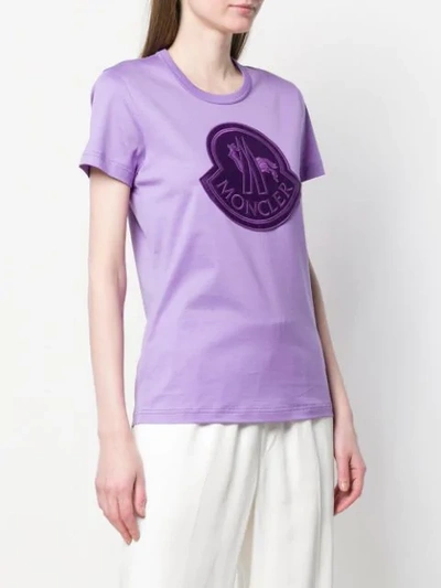 Shop Moncler Logo Patch T-shirt In Purple