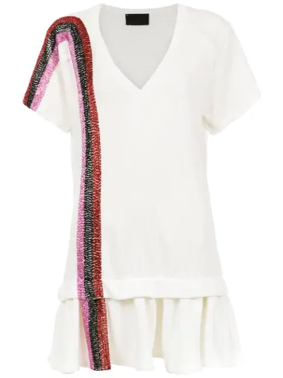 Shop Andrea Bogosian Short Embroidered Dress In White