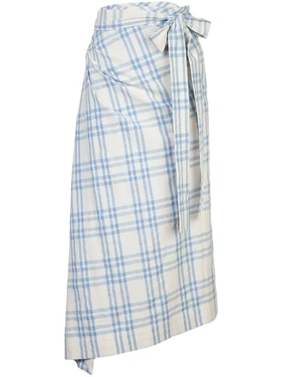 Shop Rosie Assoulin Draped Checked Skirt In White
