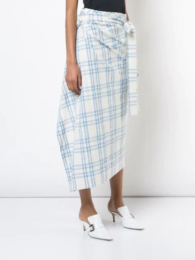 Shop Rosie Assoulin Draped Checked Skirt In White