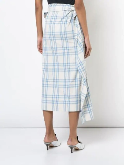 Shop Rosie Assoulin Draped Checked Skirt In White