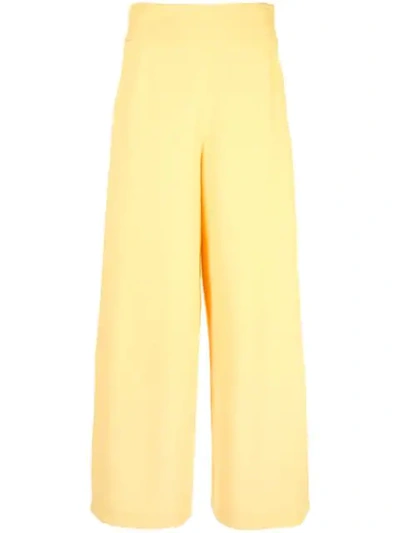 Shop Alice And Olivia Cropped Wide Leg Trousers In Yellow