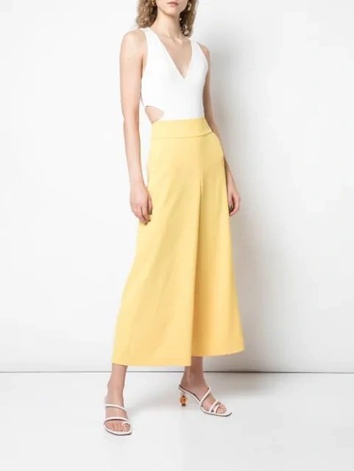 ALICE+OLIVIA CROPPED WIDE LEG TROUSERS - 黄色