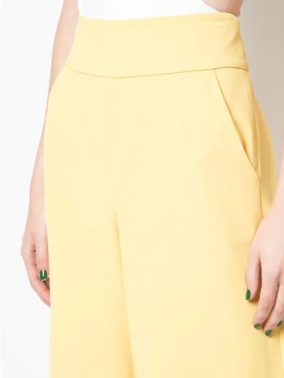 Shop Alice And Olivia Cropped Wide Leg Trousers In Yellow