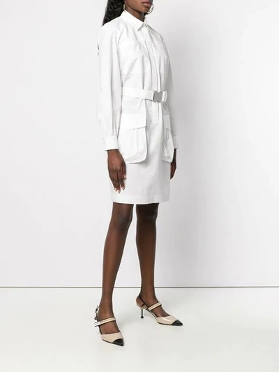 Shop Fendi Belted Shirt Dress In White