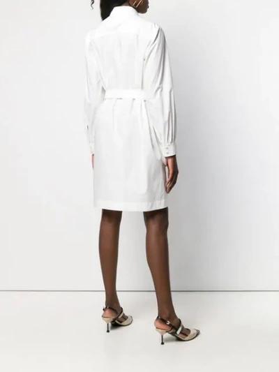 Shop Fendi Belted Shirt Dress In White
