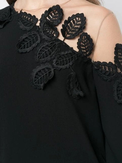 Shop Oscar De La Renta Embroidered Off Shoulder Blouse In Black