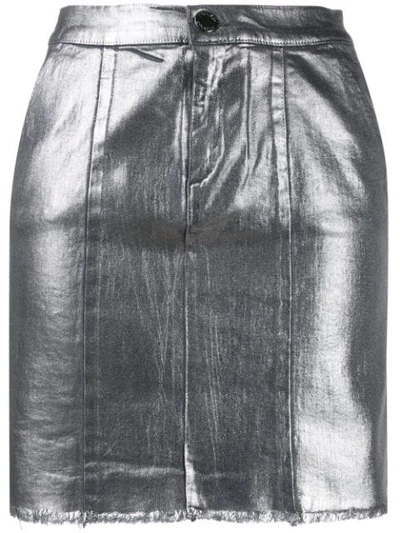 Shop Pinko Metallic Mini Skirt In I56 Grey