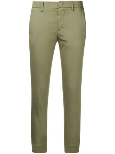 Shop Dondup Cropped Skinny Chinos In Green