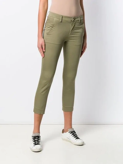 Shop Dondup Cropped Skinny Chinos In Green