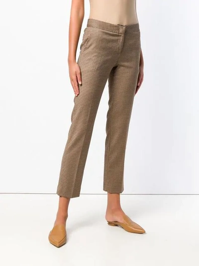 Shop Twinset Cropped Houndstooth Check Trousers In Multicolour